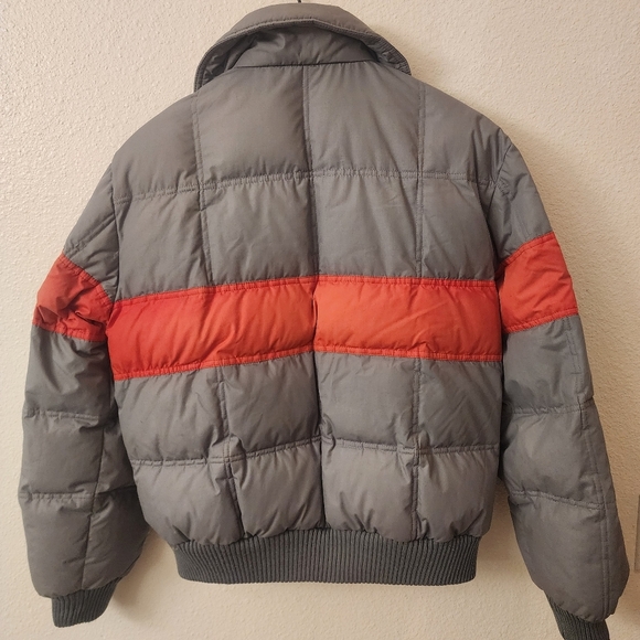 Powder Down Ski Wear Down Feathers Striped Puffer Jacket Mens sz Small - Picture 7 of 7